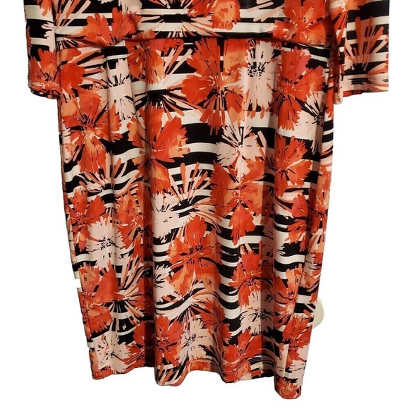 Ann Taylor Womens Dress Medium Floral Red Black Midi Pleated Cinch Waist - Picture 6 of 6